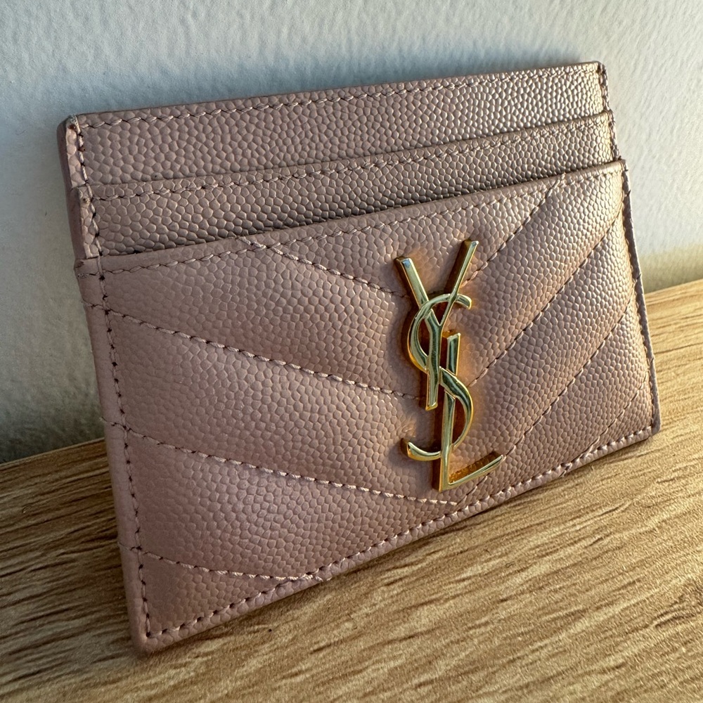 YSL Saint Laurent Cassandre Card Case Holder in Pale Blush | Case grain de Poudr - Picture 10 of 12